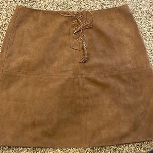 Brown, faux suede mini skirt